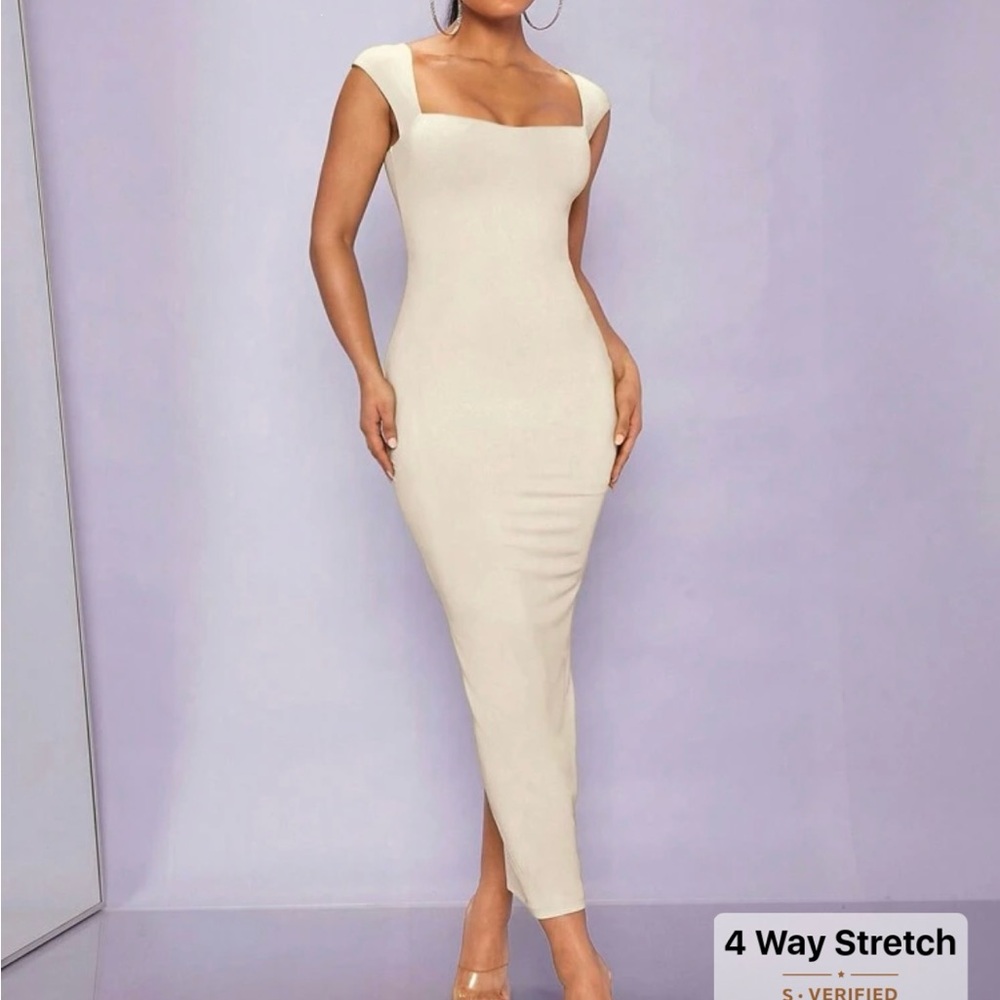SHEIN Cream Bodycon Dress